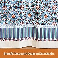 Vista 4 de Saffron Marigold Funda de edredón geométrica azul tamaño Queen, 100% algodón, reversible, estampado a mano, funda de cama decorativa para decoración