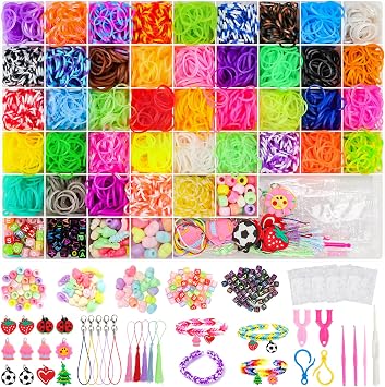 UUEMB 6000+ Rubber Band Bracelet Kit, Colorful Loom Bracelet Making Kit with Storage Box, DIY Art Craft Kit with Charms Beads for Beginners Kids Girls Boys Birthday Party Christmas Gift