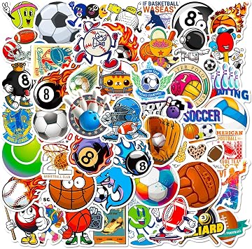100PCS Sports Stickers, Vinyl Non-Repeating Sports Decales for Water Bottle