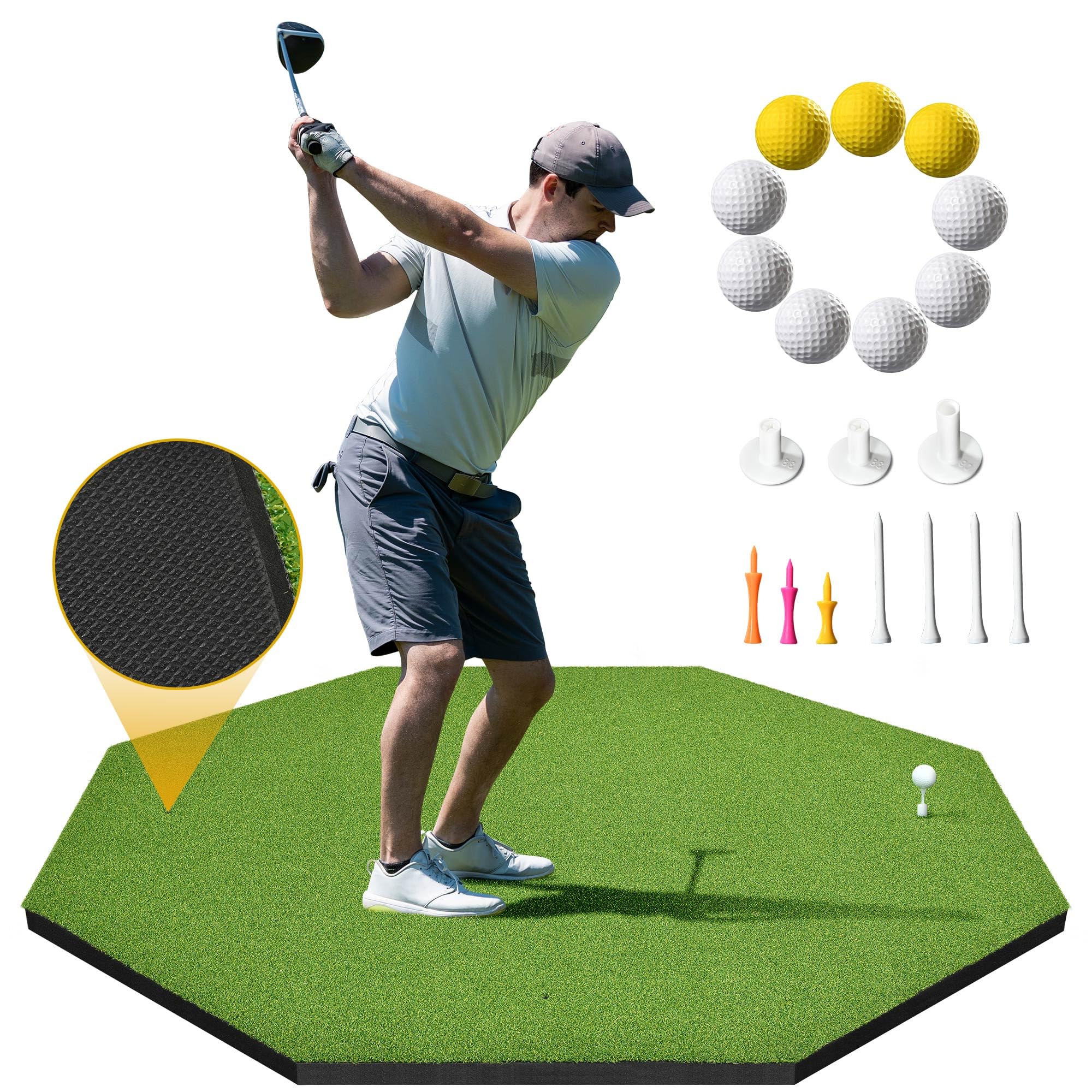 DWVO Golf Hitting Mat, Mat for Indoor/Outdoor, Top-Notch Artificial Turf Golf Practice Mats