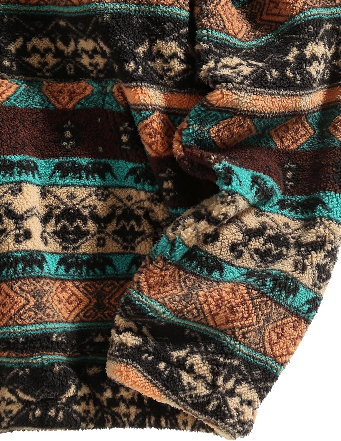 ZAFUL Men 1/4 Zipper Sweatshirt Ethnic Aztec Printed Kangaroo Pocket Fall Winter Pullovers Jacket Unisex Hoodie Tops - Image 5