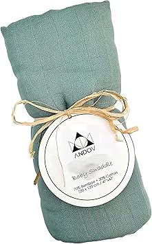 ANDOV Nursery,Bedding,Blankets & Swaddlers,Swaddles ANDOV Muslin Cloths for Baby Swaddle Wrap Newborn Blanket 0-3 Months Essentials 70% Bamboo 30% Cotton Ultra-Soft & Eco-Friendly GOTS Certified 100% Organic 120x120 cm (Blue)