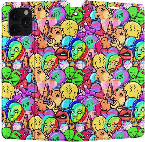 Funda tipo cartera de repuesto para Apple iPhone 12 Mini 11 Pro Max Xr Xs 10 X 8 Plus 7 6s SE Crazy Teen Trippy Cover Cute Magnetic Folio Cool