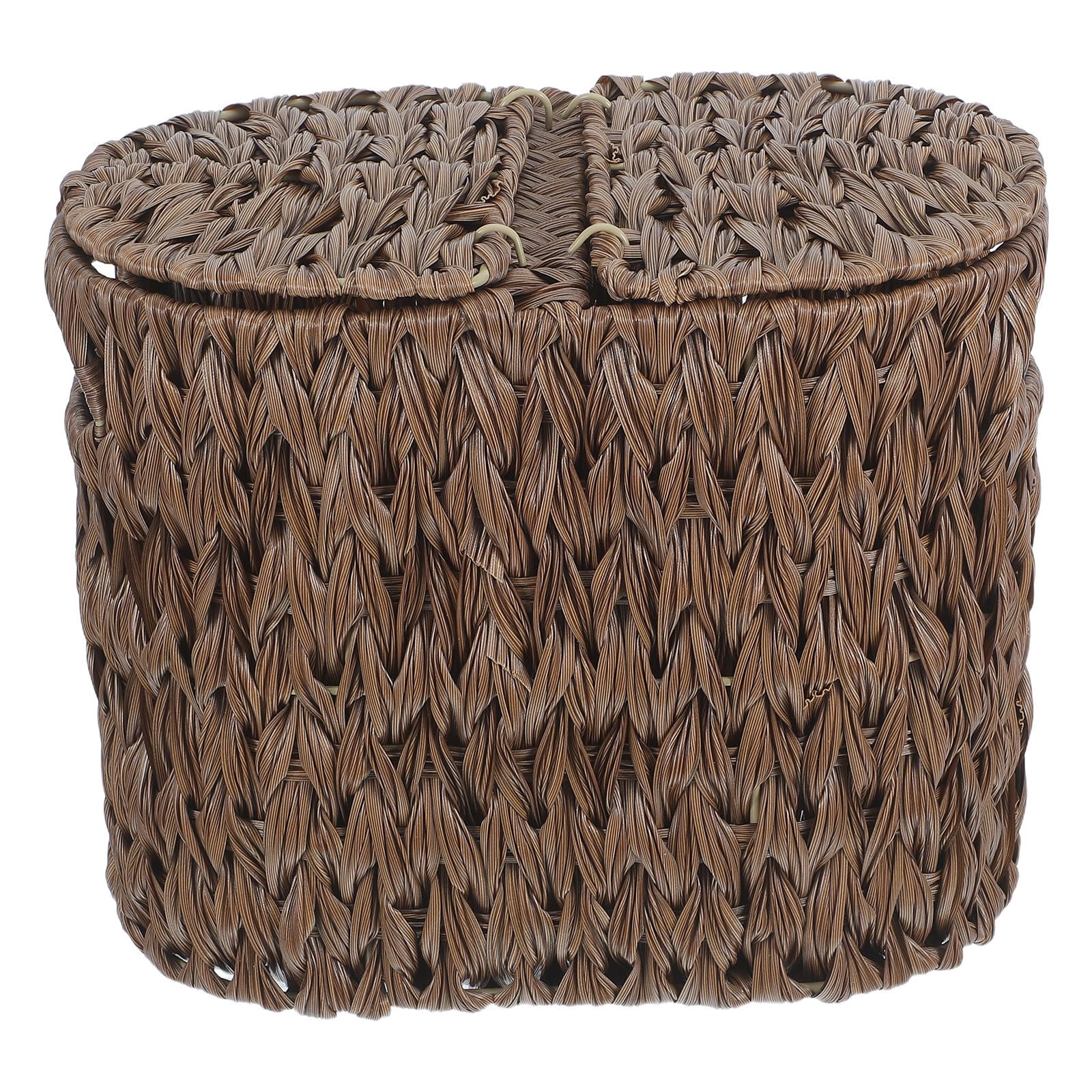 Cesta para Guardar Papel Higiénico con Tapa de Plástico, Organizador Ligero para Baño, Almacenamiento de Rollos y Artículos Pequeños en Espacios Compactos