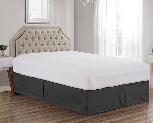 Miniatura 10 de Sheets & Beyond Falda de cama plisada de microfibra cepillada sólida súper suave de 14 pulgadas  volantes de polvo (tamaño matrimonial, blanco)