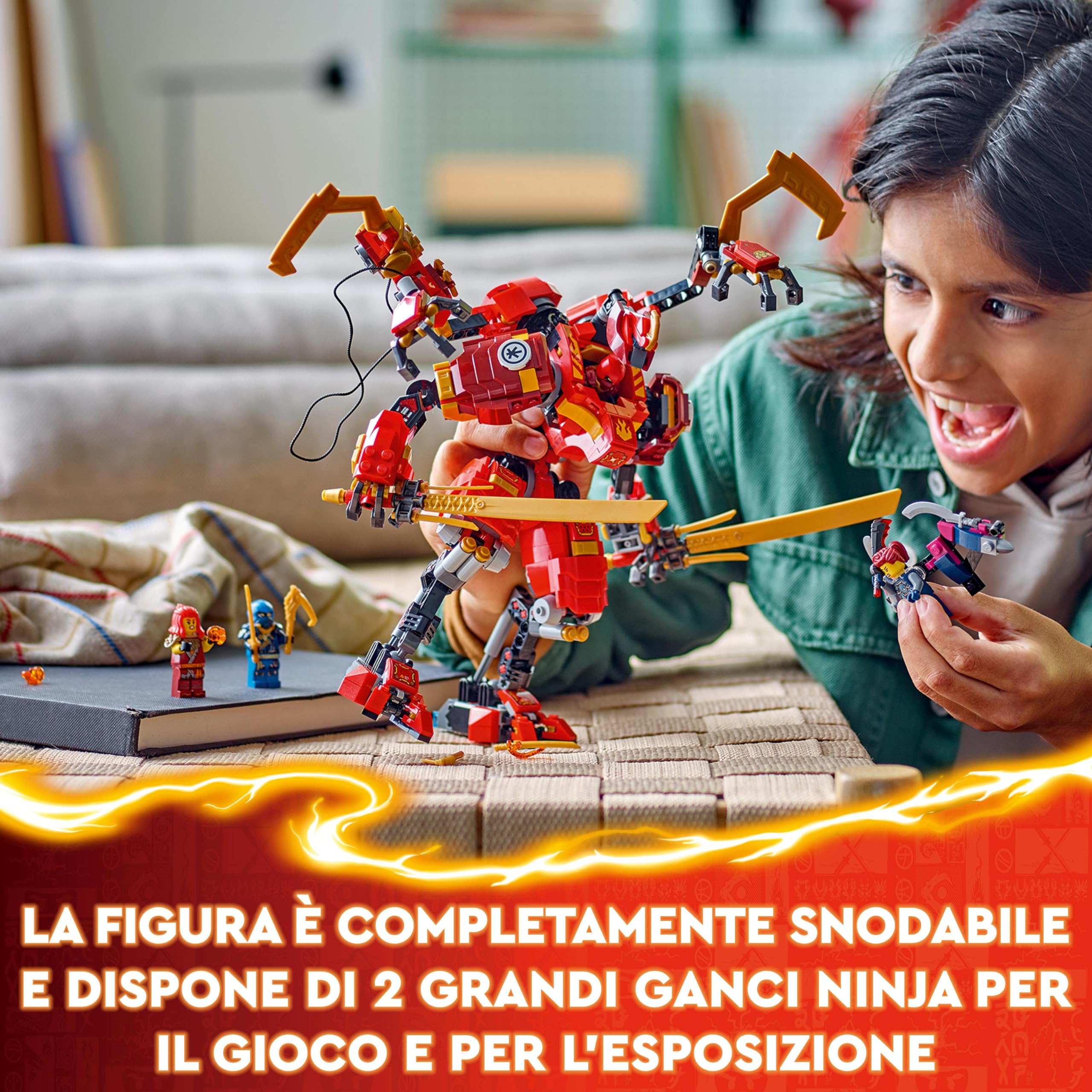 LEGO NINJAGO Climber Mech Ninja di Kai, Giochi per Bambini e Bambine da 9 Anni con Guerriero Giocattolo da Costruire e 4 Minifigure di Personaggi, Gioco d'Azione Ninja, Idea Regalo Divertente 71812