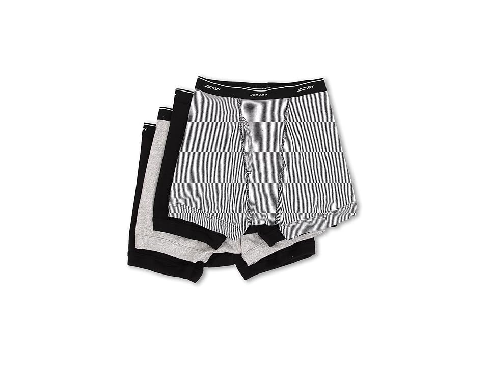 

Jockey Cotton Full-Rise Boxer Brief 4-Pack (Black/Black Watch/Heather Grey) Men's Underwear