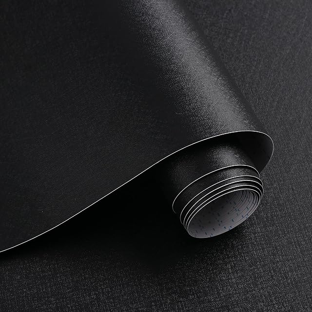 VANISA Black Peel and Stick Vinyl Wallpaper Self Adhesive Removable Furniture Stickers Film Waterproof Wall Coverings for Wall Shelf Door Table Decoration 40x300cm