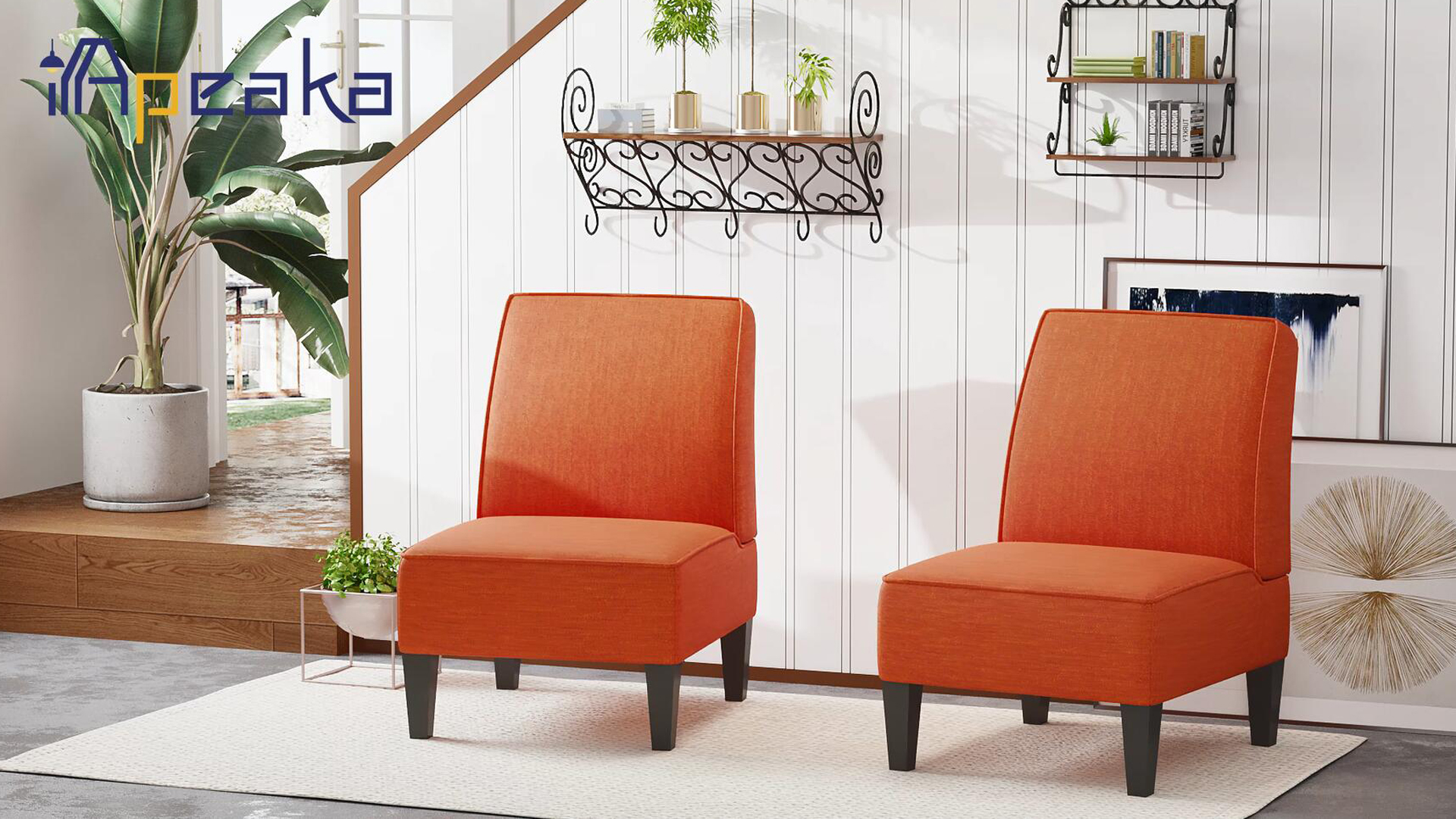 Sillón sin brazos terciopelo azul miniatura 7