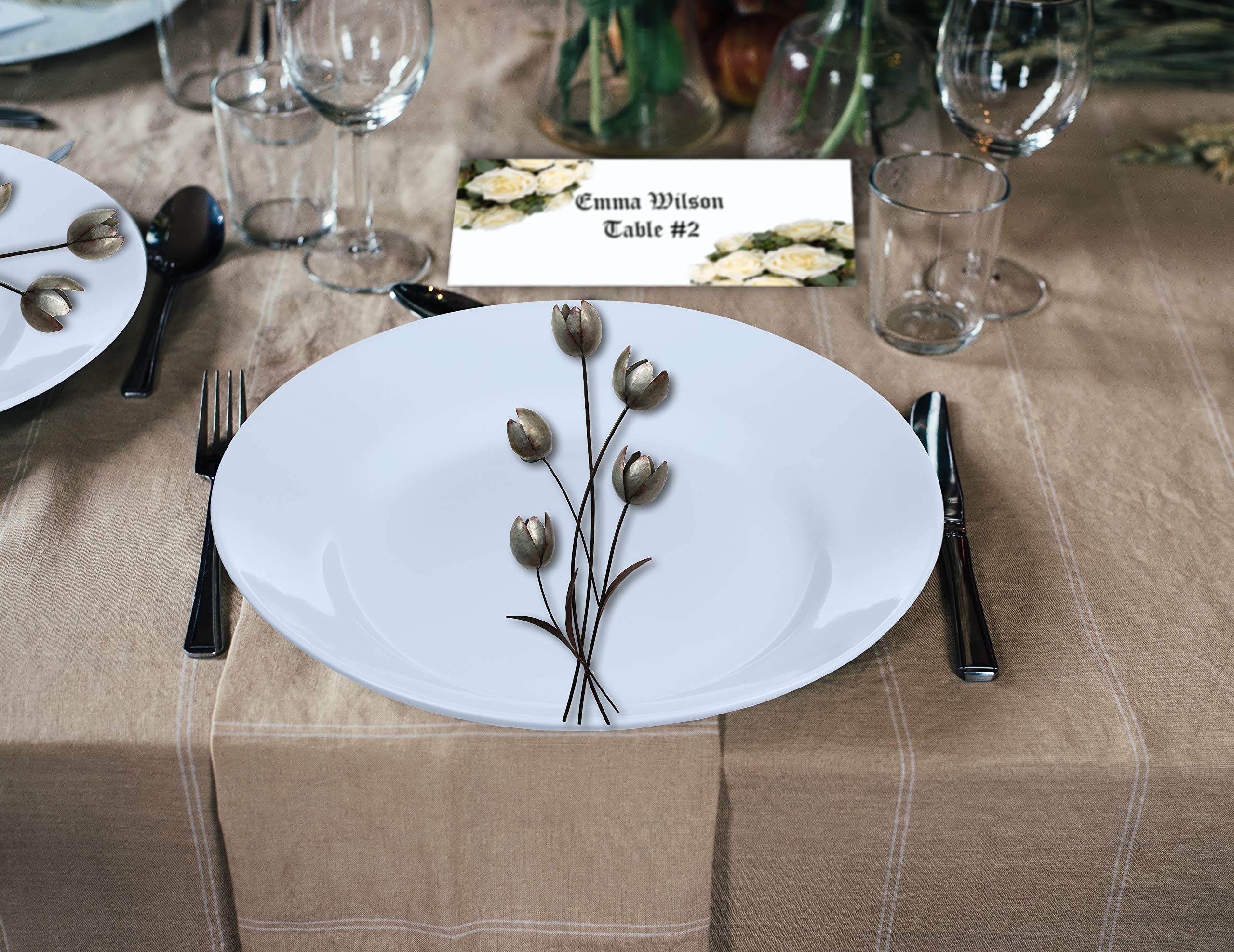 Hamilco Tarjetas de mesa plegadas de 3 1/2 x 11 pulgadas, papel de cartulina blanca, cubierta de 80 libras, paquete de 100