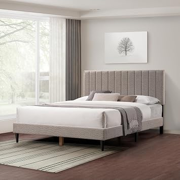 Queen Size Tufted Upholstered Platform Bed Frame with Tufted Headboard, Solid Wood Slats, and No Box Spring Needed, Modern Low-Profile Bed for Bedroom Decor Tungsten Gray
