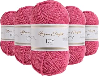 Utopia Crafts JOY DK - Hilo para tejer (5 unidades, 50 g, 100% acrílico), color rosa