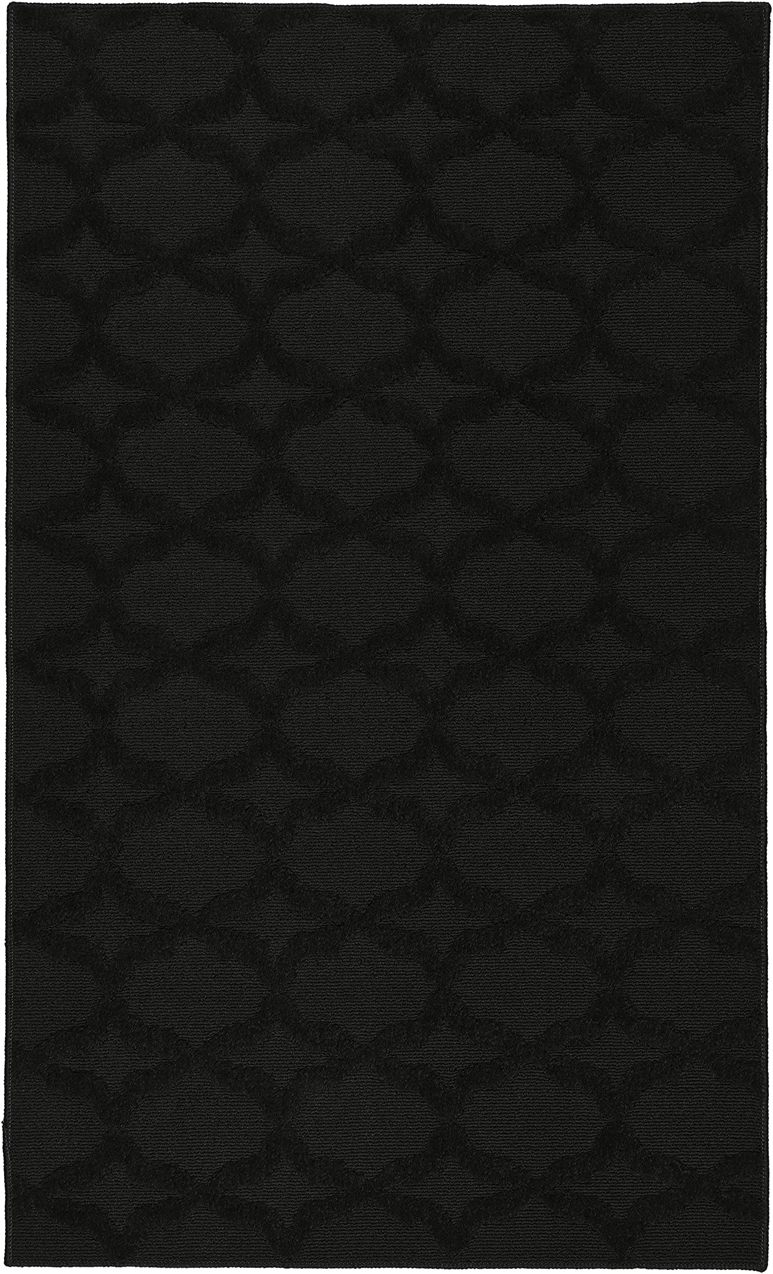 Sparta Non Slip Polypropylene 3 Ft. X 5 Ft. Black Area Rug- Ideal for Living Rooms & Hallways, Stylish & Durable for High Traffic Areas