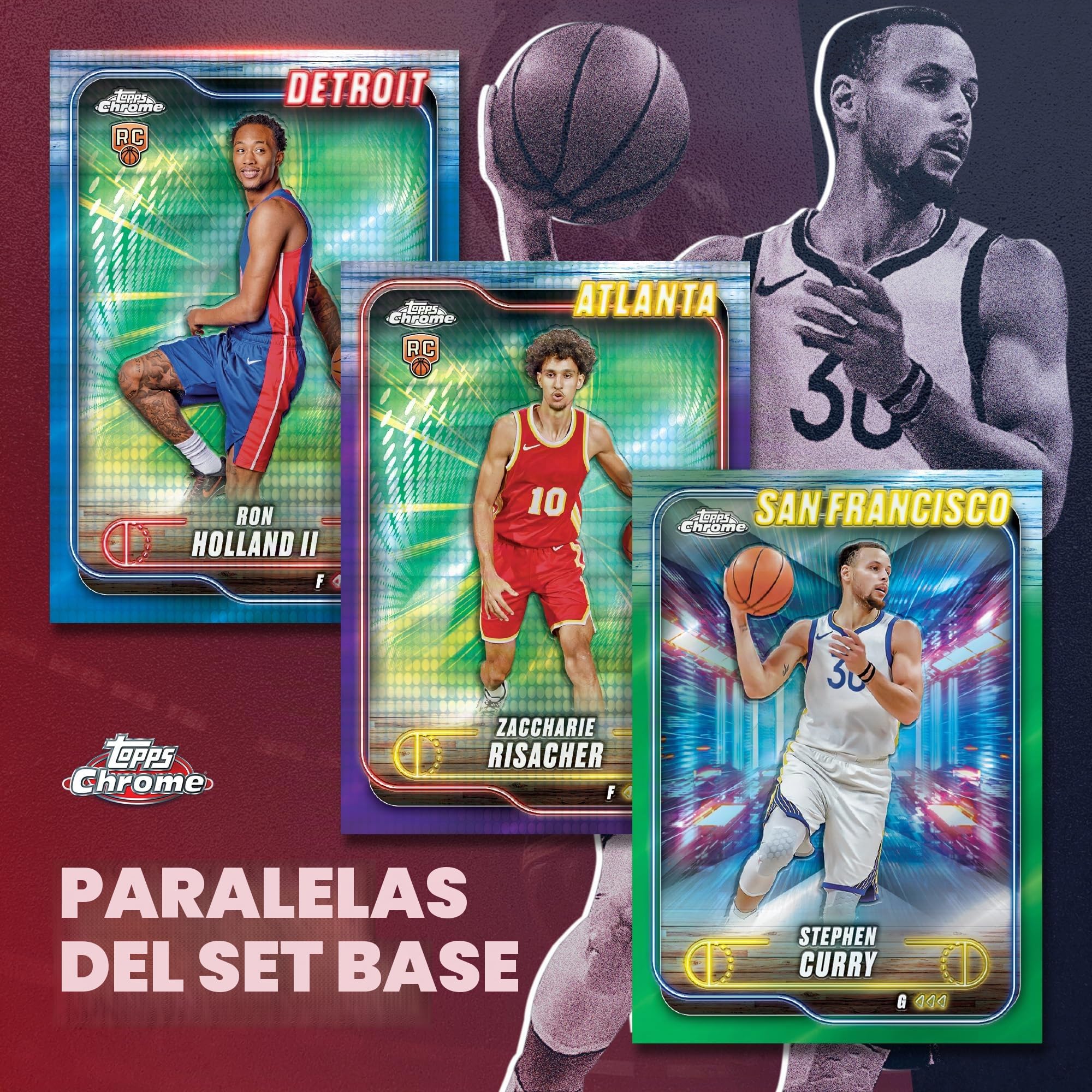 Balón de Baloncesto Cromado Topps 2024-25, Sellado de fábrica, Caja Mega