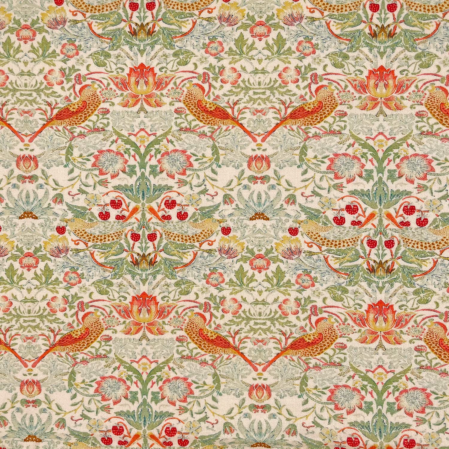Glamour Secrets Rose Pink Cotton Fabric - William Morris Strawberry Thief - Floral & Bird Print - Craft Fabric Material Metre