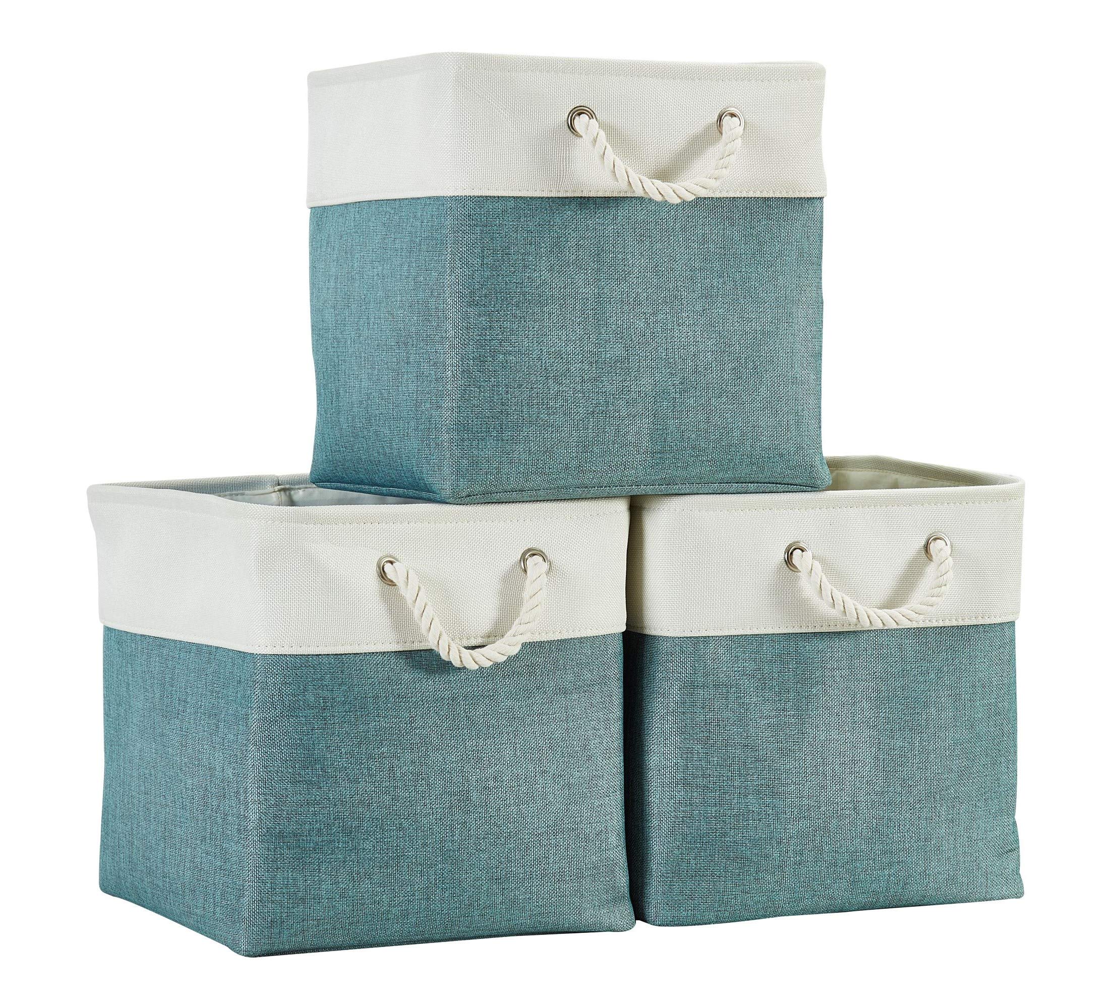 DECOMOMO Storage Baskets | Storage Boxes Fabric Organiser Storage for Wardrobe, Toys, Shelves, Office, Home & Nursery (Large Grey and White 15 x 11 x 9.5 – Set of 3) — view 70