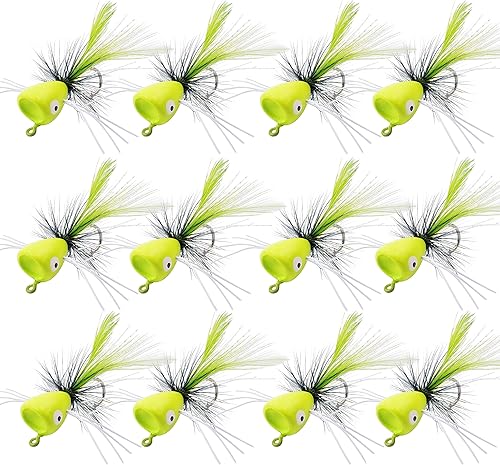 Miniatura 9 de Kits de señuelos para pesca con mosca, Topwater Popper Fly Fishing Bass Crappie Fly Fishing Poppers Surtido para trucha Salmón