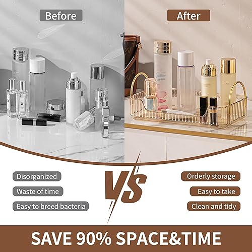 Miniatura 8 de Organizador de baño, bandejas de tocador para baño, estante organizador de maquillaje para cuidado de la piel, organizador de tocador, estante de