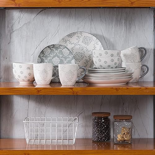 Miniatura 7 de Original Heart Juego de vajilla de cerámica de 16 piezas, juegos de platos y cuencos, juego de platos turquesa para 4, apilables, antiadherentes,