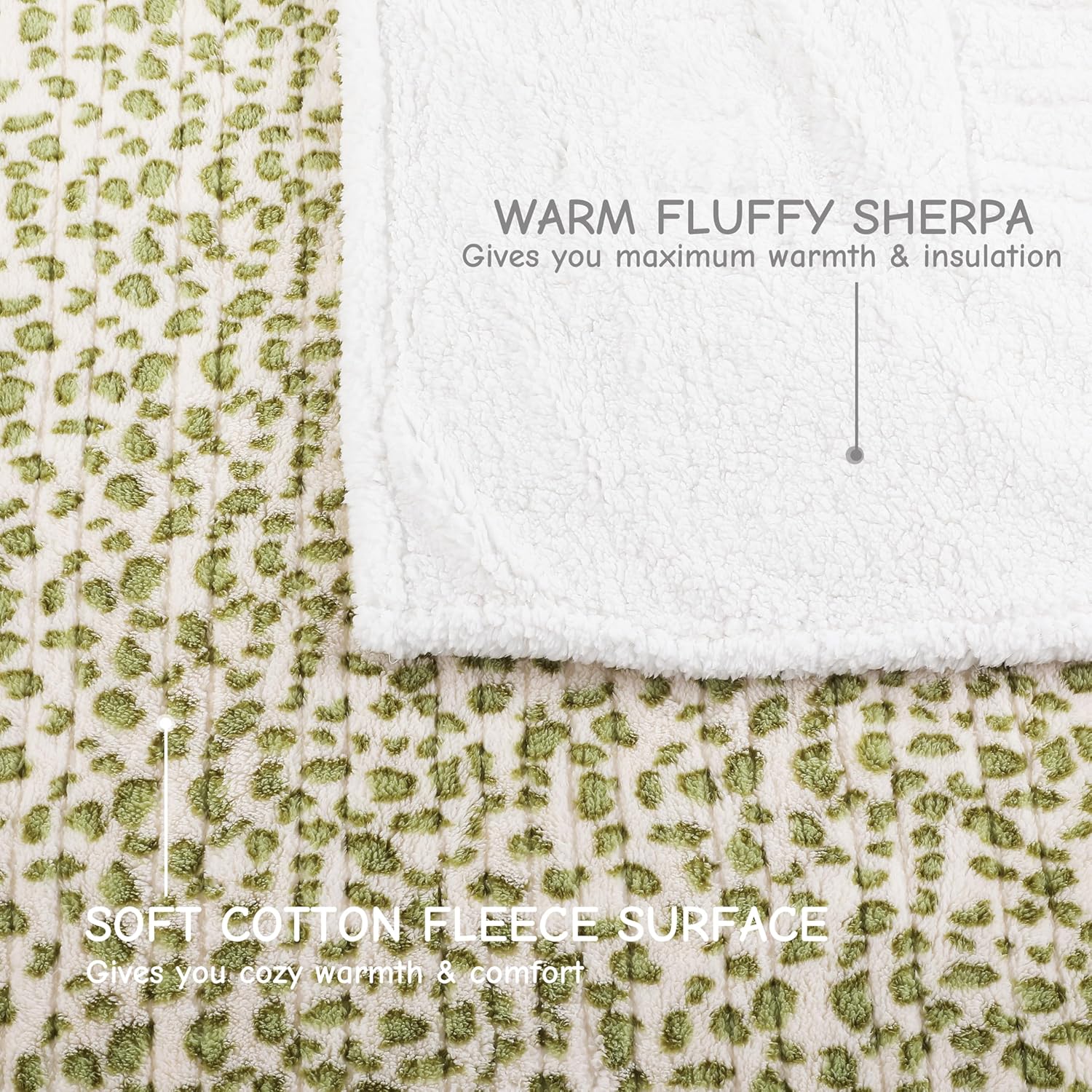 Electric Heated Blanket Full Size 72"x84", Ultra-Soft Plush with Overheat Protection, 9 Adjustable Heat Settings & 10-Hour Auto-Off Timer, Fast Heating for Winter Comfort, Green White Leopard Print - Image 4