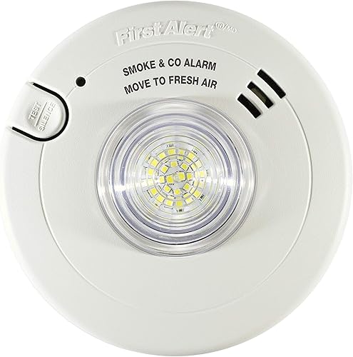 First Alert BRK 7030BSL - Alarma combinada con discapacidad auditiva cableada con luz estroboscópica LED