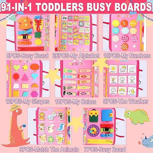 Miniatura 2 de Tabla de actividades para niños pequeños, juguetes Montessori para niños de 1, 2, 3, 4 años, libro ocupado 8 en 1, juguetes sensoriales, actividades