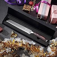Vista 7 de Cuchillo de pan PAUDIN, cuchillo dentado de 10 pulgadas, cuchillo de pan alemán de acero inoxidable para pan casero, filo afilado como una navaja