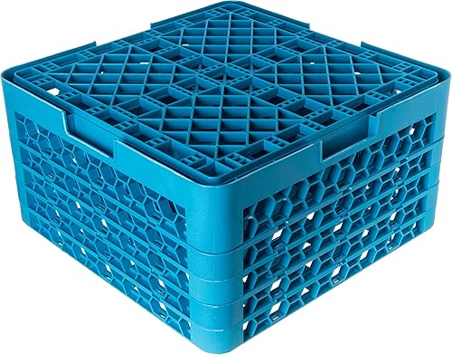 Miniatura 3 de Carlisle FoodService Products RG25-414 OptiClean - Estante de vidrio con 25 compartimentos con 4 extensores, compartimentos de 3-12 pulgadas, azul