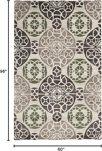 Miniatura 2 de SAFAVIEH Wyndham Collection - Alfombra de área de 5 x 8 pies, marfil y marrón, lana moderna hecha a mano, ideal para zonas de alto tráfico en sala