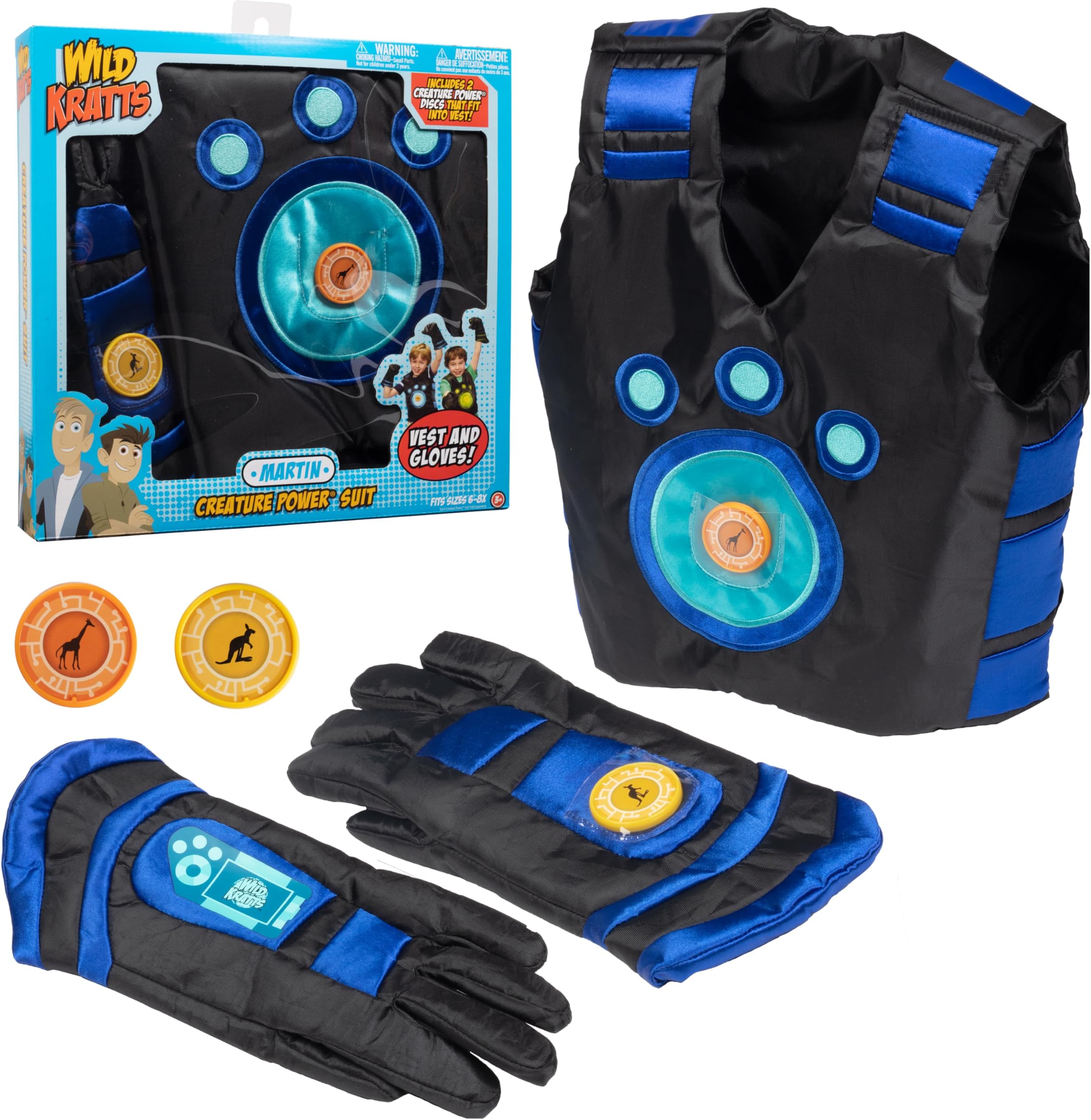 Wild Kratts Creature Power Suit Martin (Large 6-8X) Includes Vest, Gloves & 2 Power Discs for Halloween Costume, Pretend Play & Dress Up -Officially Licensed Toys for Children- Gift for Kids Boy Girl