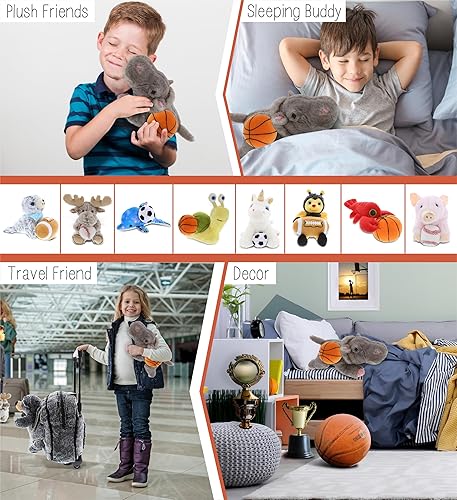 Miniatura 4 de DolliBu Hipopótamo - Animal de peluche con baloncesto  Hipopótamo suave y abrazable, adorable juguete de peluche personalizado para niños y adultos,