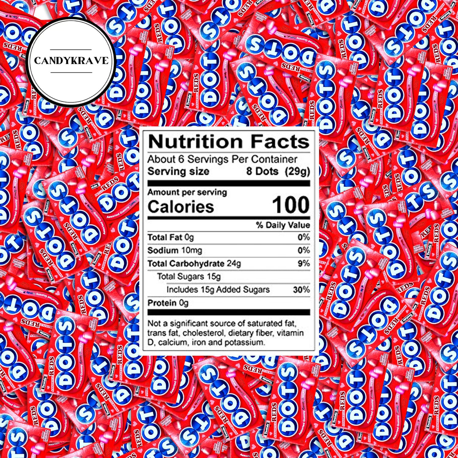 Dots Reds Assorted Gumdrops - 3 Berries Fruity Flavors - 1 lbs Individually Wrapped Gummy Candy - Classic & Delicious Mini Treats for Independence Day, BBQ Parties, Pantry & Birthdays