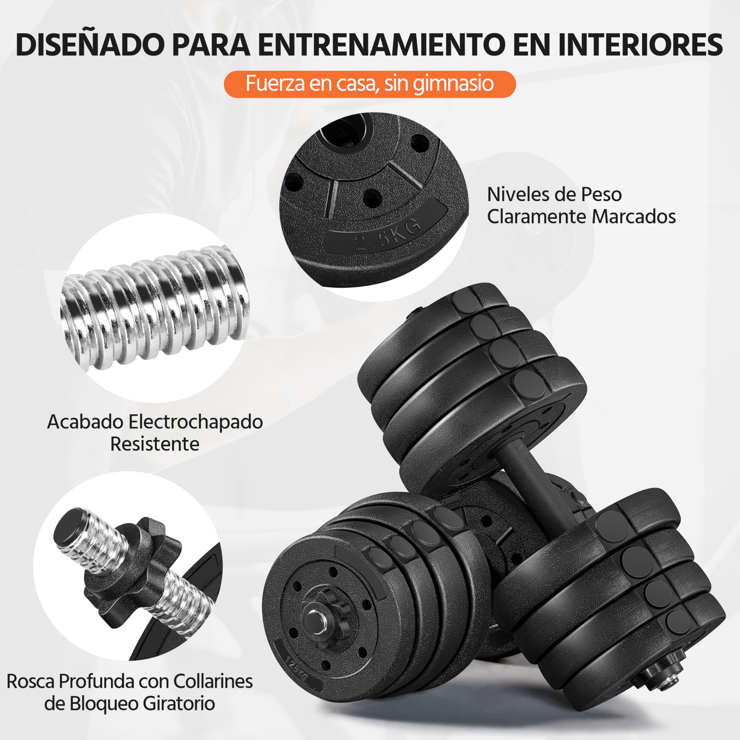 Yaheetech Kit Mancuernas Ajustables Juego de Pesas y Mancuernas para Casa o Gimnasio Mancuernas Musculacion con Cerraduras de Estrella
