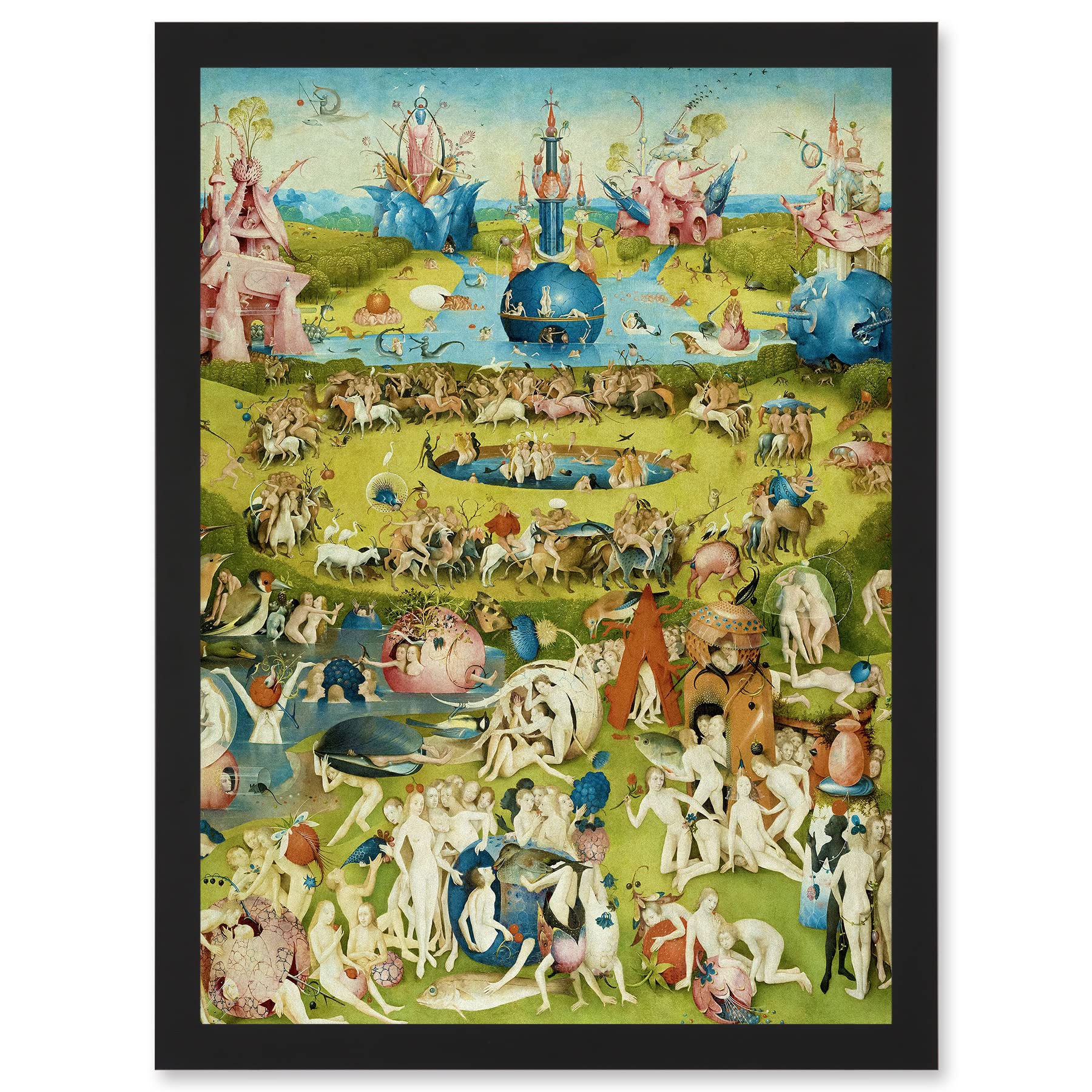 Artery8 Hieronymus Bosch Garden Earthly Delights Painting Artwork Framed Wall Art Print A4