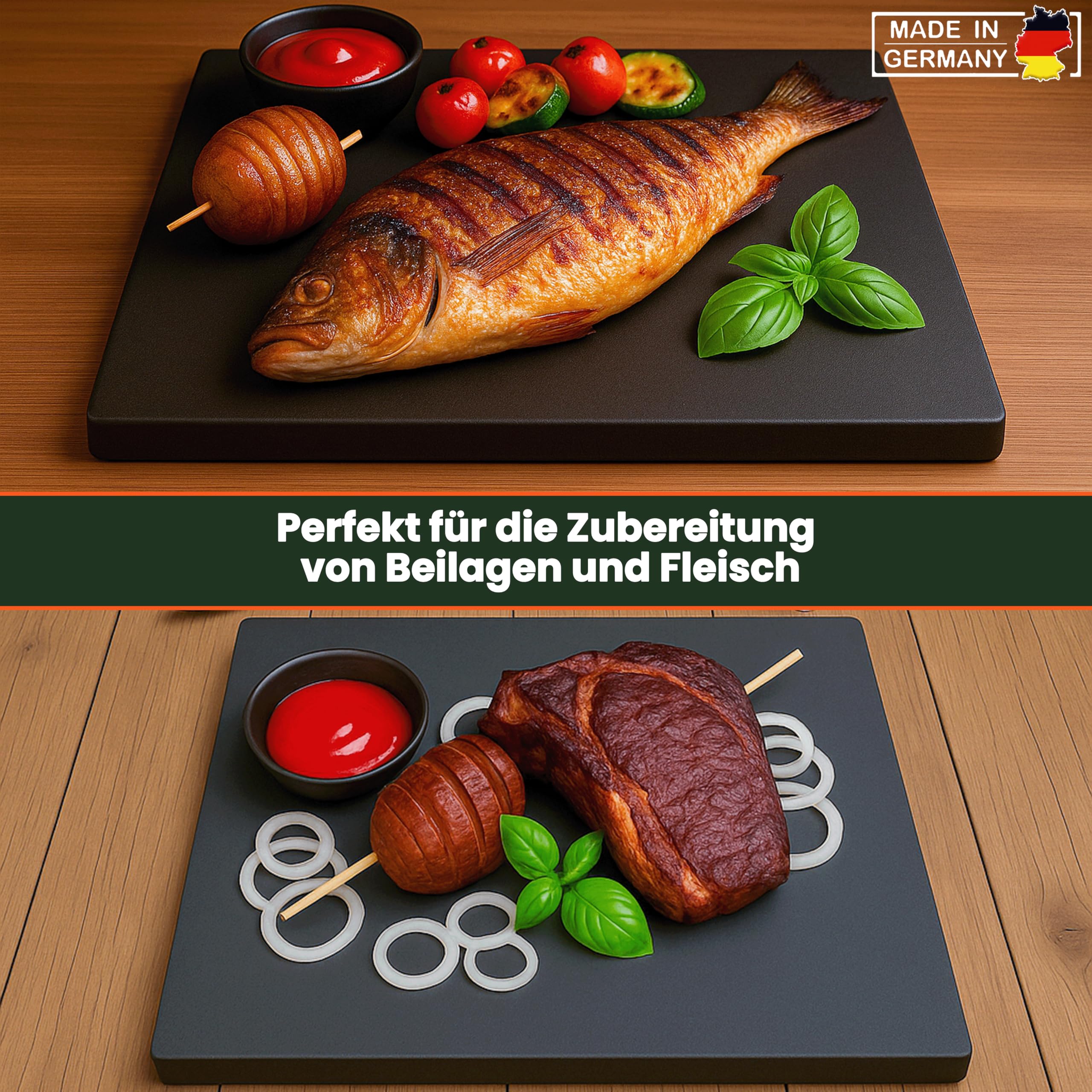 Megrill Cordierit Pizzastein für Holzkohle und Gasgrill 500x400x20 | Rechteckige Form, für Elektrogrill & Pizzaöfen geeignet, hitzebeständig bis 900°C, leicht zu reinigen, knusprige Pizzaböden