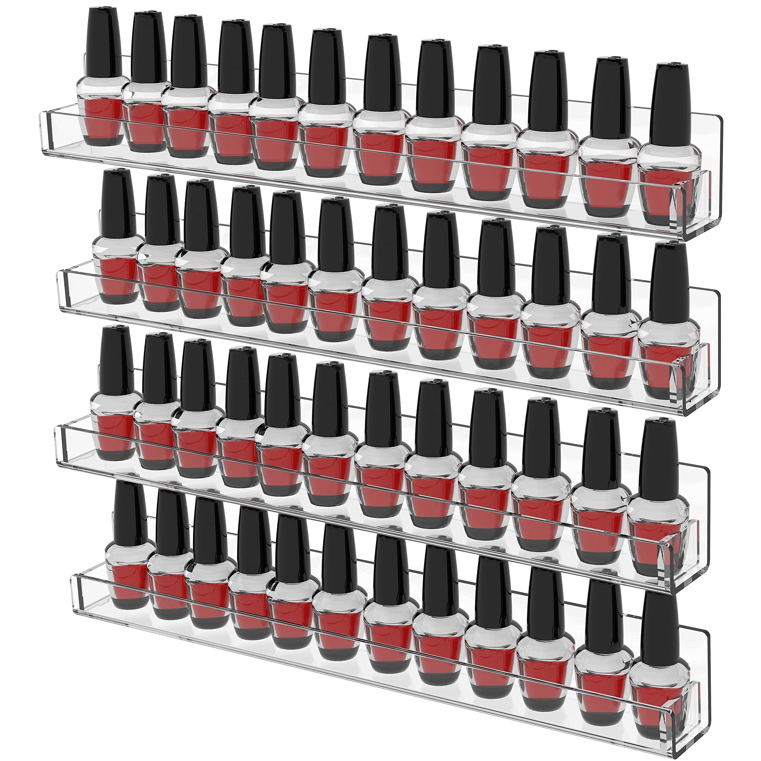 Photo 1 of Cq acrylic Nail Polish Organizer Wall Mounted,4 Pack Rack Display 48 Bottles Tech Organizers and Storage,Clear Supplies for Techs,15 Inch1026905791