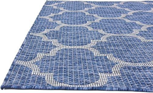 Miniatura 7 de Unique Loom Outdoor Trellis Collection - Alfombra rectangular (4 pies 1 pulgada x 6 pies 1 pulgada, rectangular, azul marinomarfil)