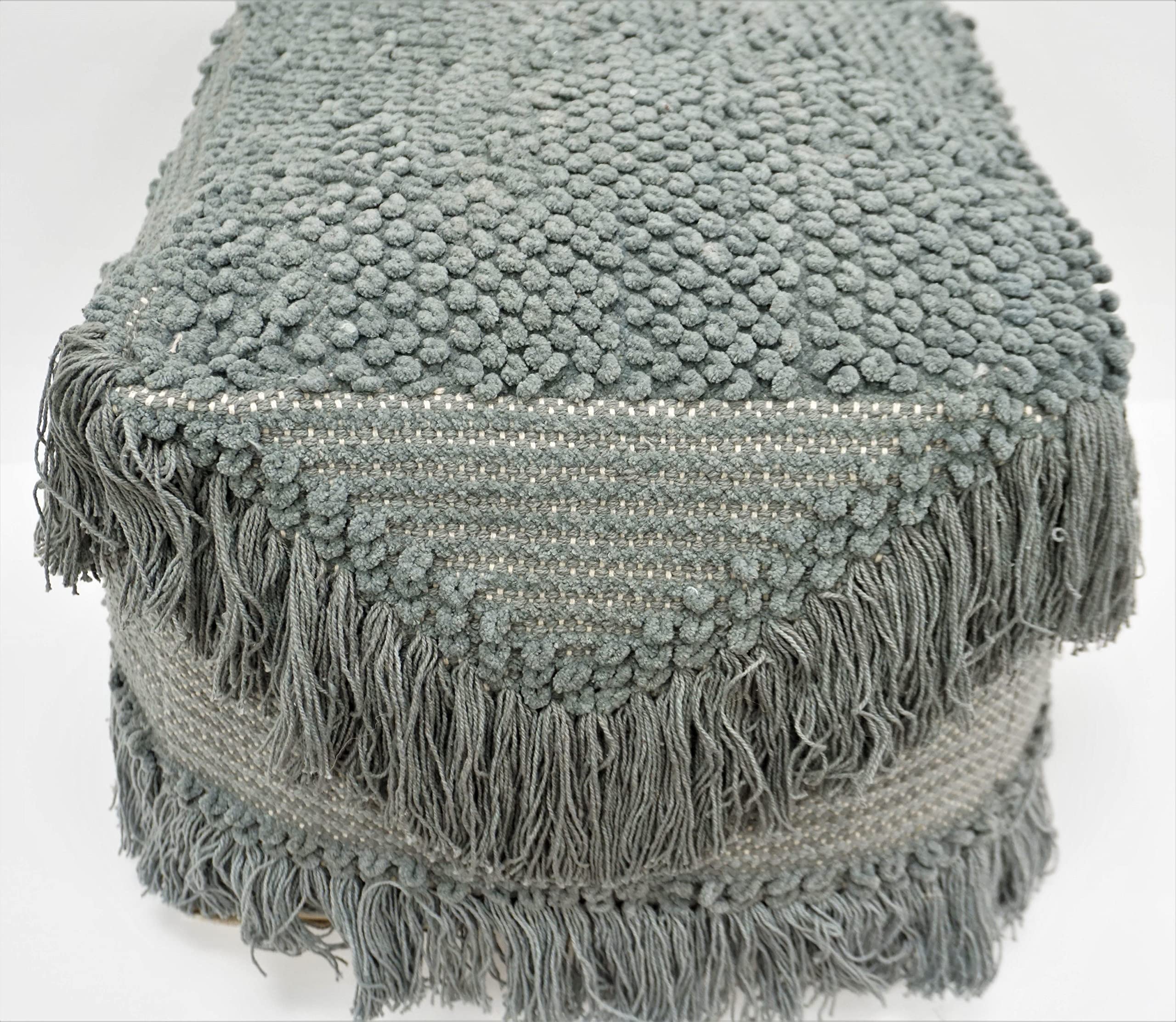 Home&Manor Wool Cotton Markley Pouf-picture-21