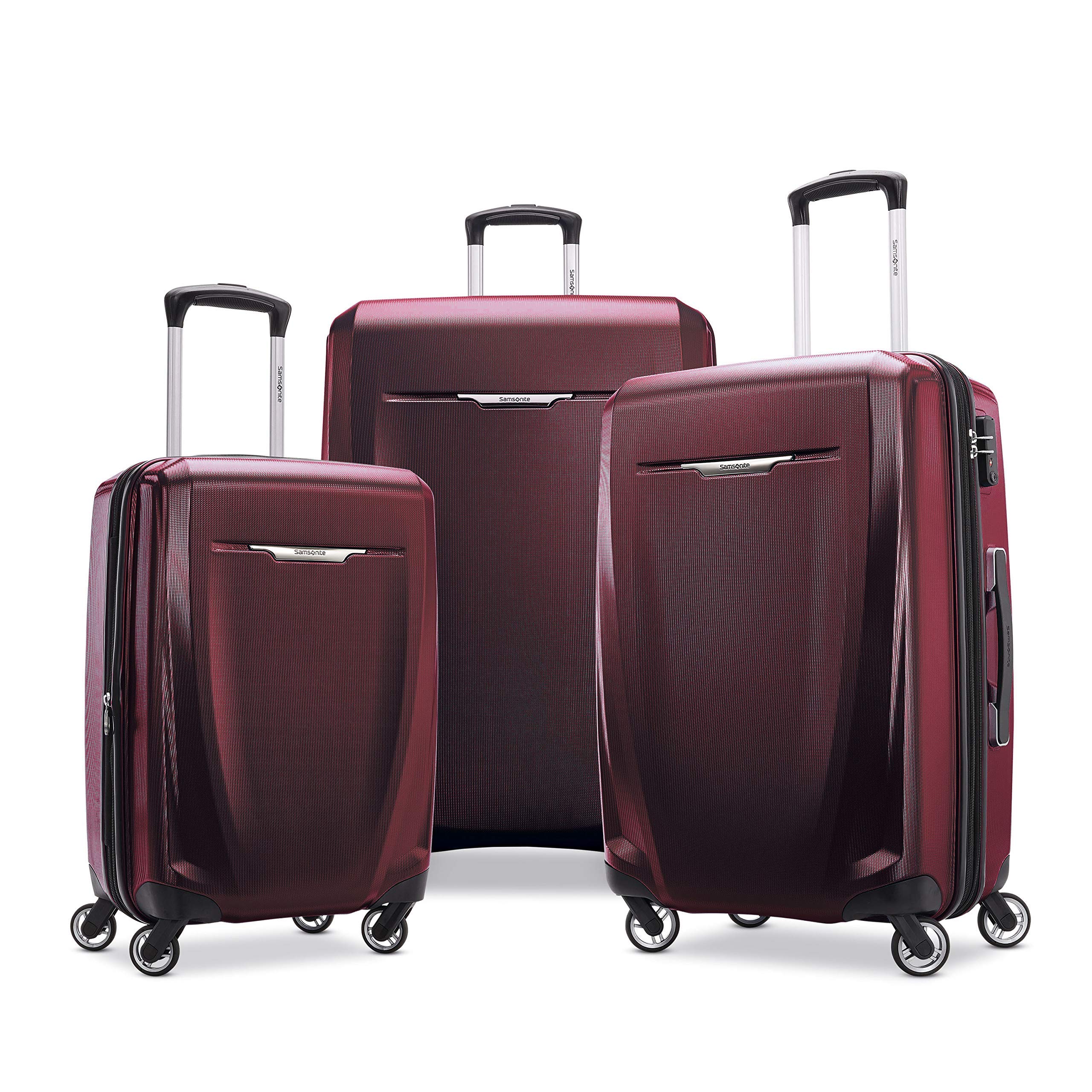 SamsoniteWinfield 3 DLX Hardside Expandable Luggage with Spinners, Burgundy, 3-Piece Set (20/25/28)