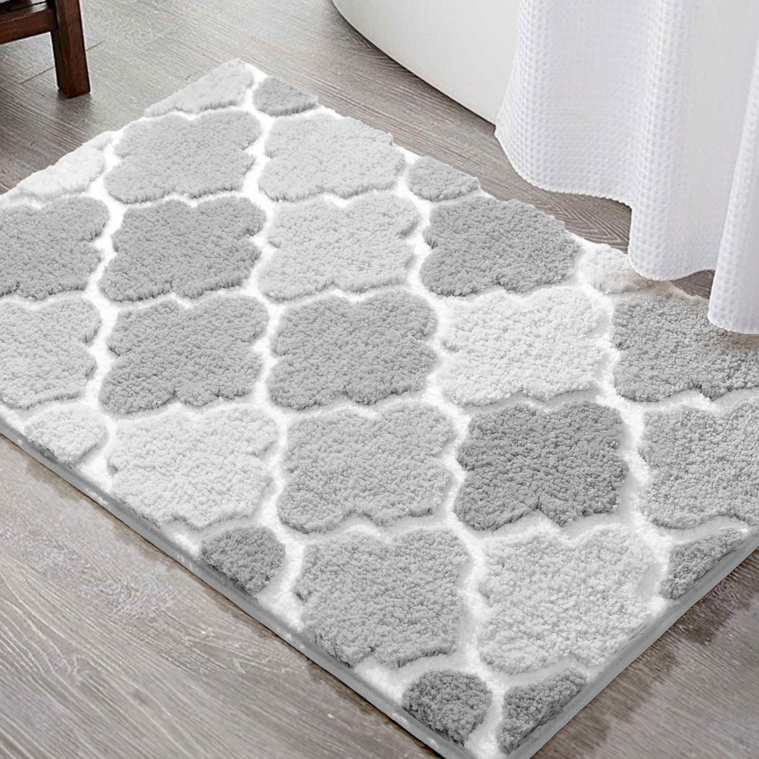 DEXDE Bathroom Rugs Non-Slip, Bath Rugs Extra Absorbent Shaggy Bath Mat, Machine Washable Soft Plush Throw Rug for Bathroom Floor Tub and Shower,