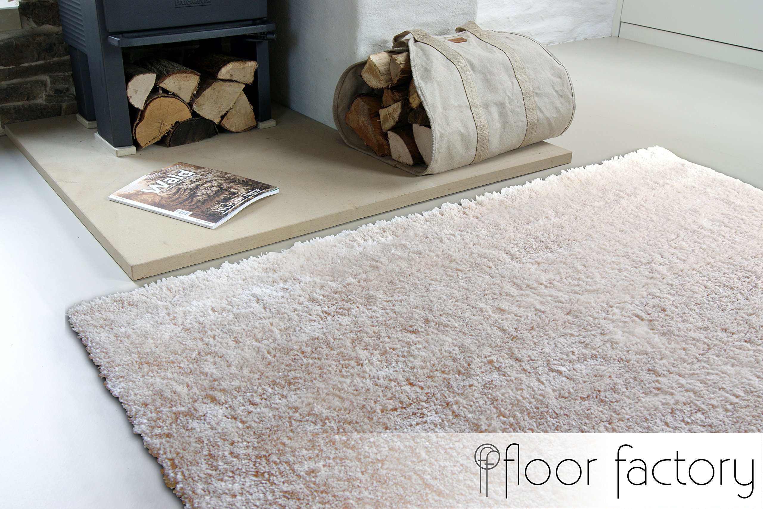 floor factory Moderner Teppich Delight beige 160x230cm - edler Designer Teppich mit flauschig weichem Flor