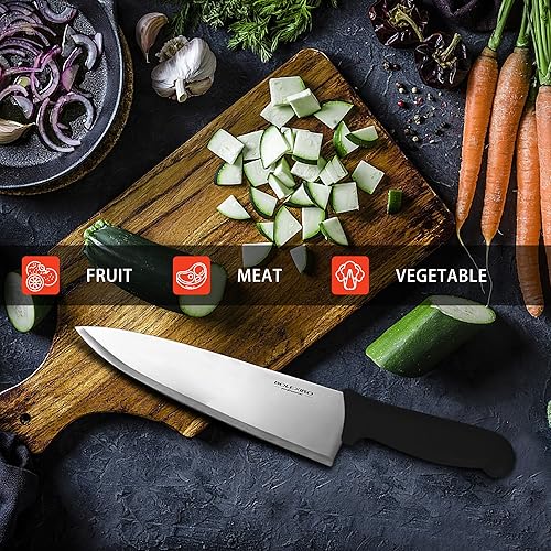 Miniatura 5 de Cuchillo de chef japonés de acero inoxidable de alto carbono de 8 pulgadas, cuchillo de cocina profesional extra afilado y ancho con mango