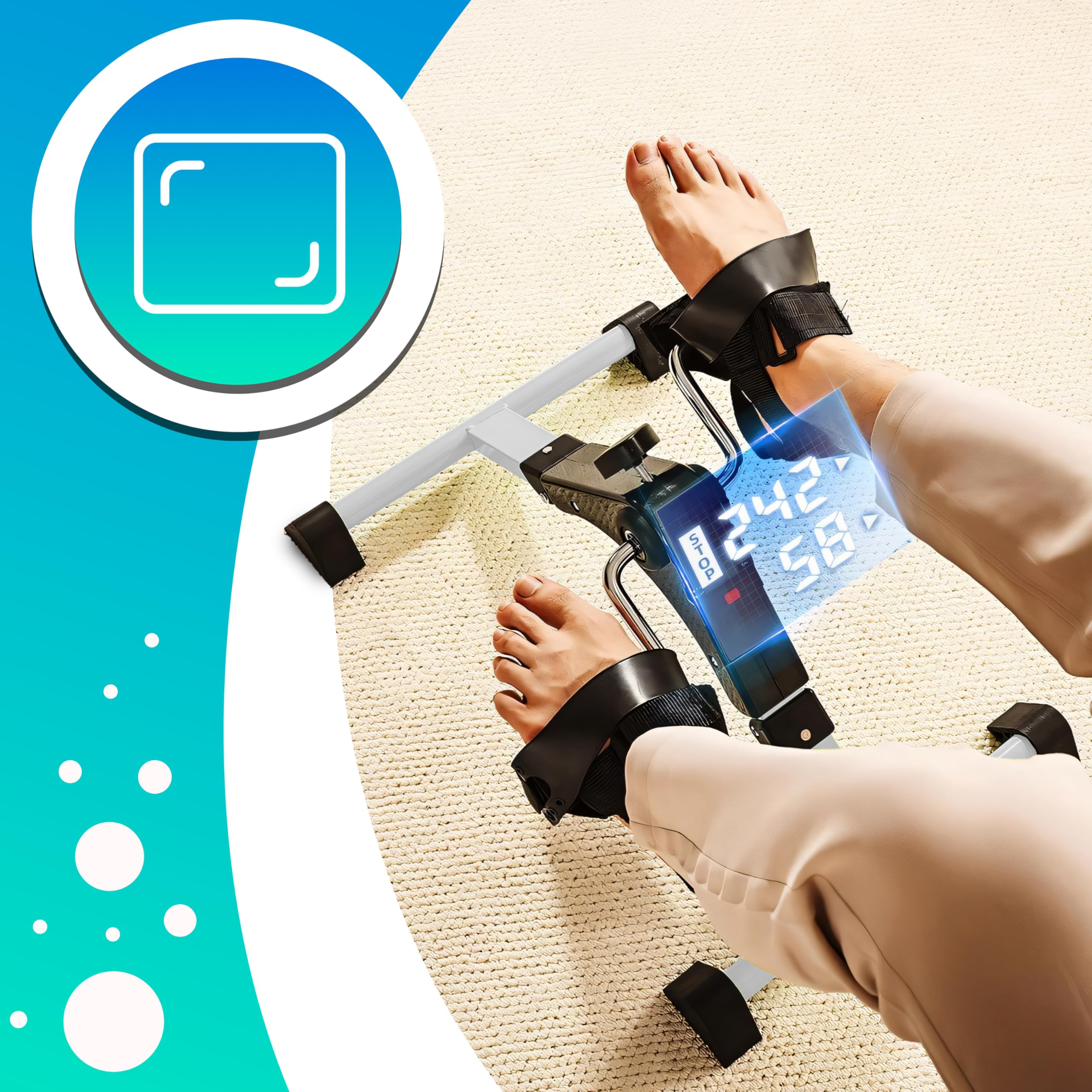 Retoo Pedaltrainer Mini Heimtrainer für Senioren – Leiser Arm- & Beintrainer mit LCD-Display, Einstellbarer Widerstand, Kompakt, Zuhause