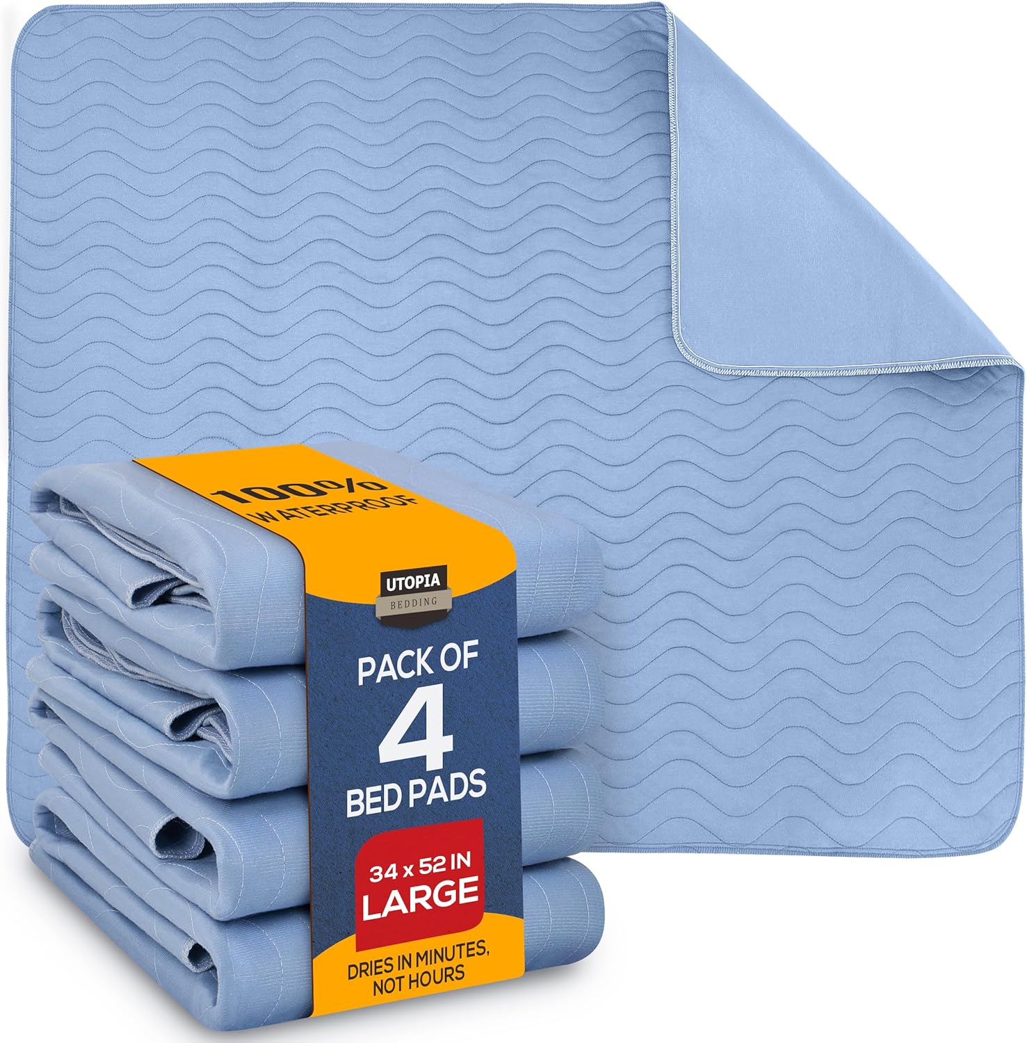 Utopia Bedding (Pack of 4) Waterproof Incontinence Pads Quilted