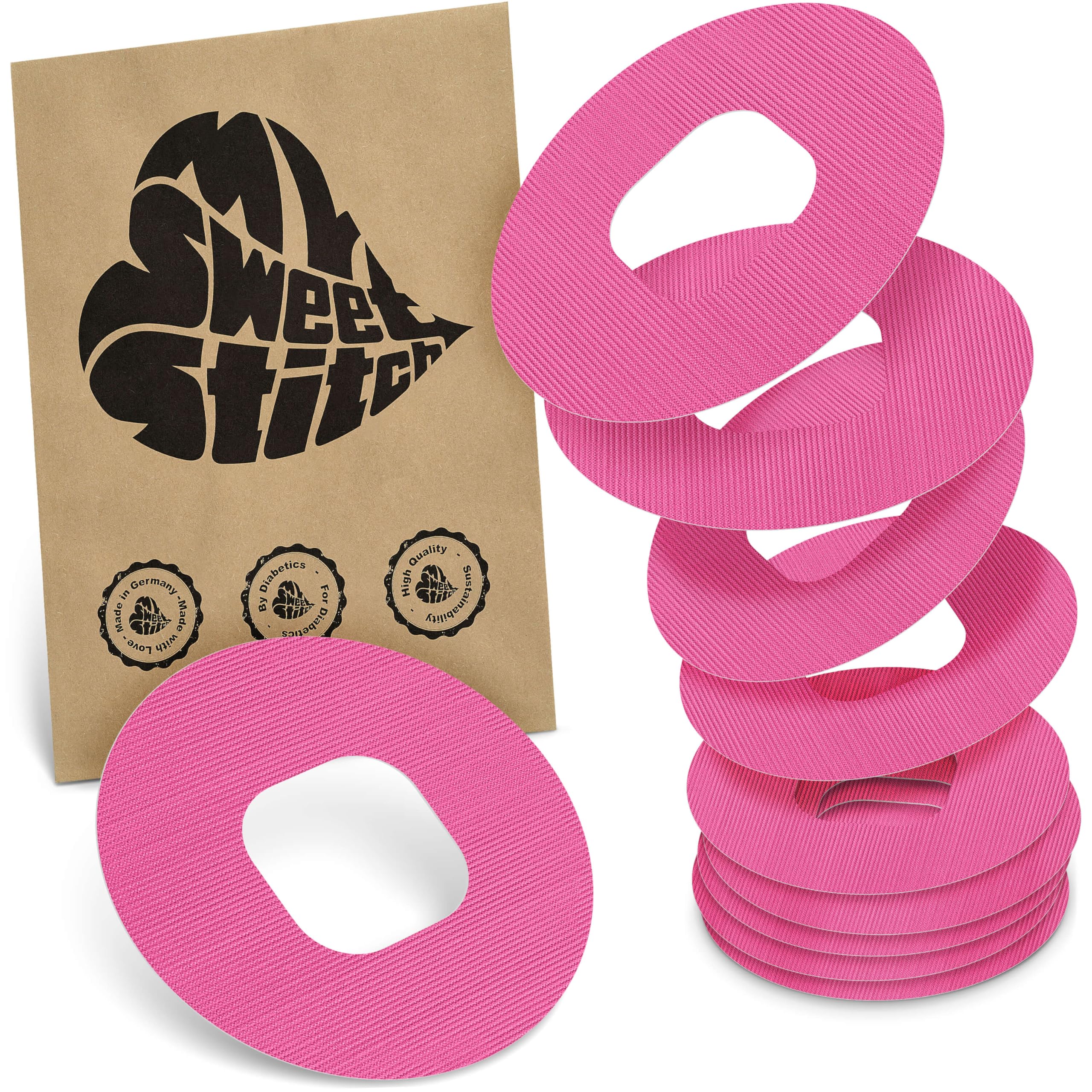 MySweetStitch - 10x Simplera Patch Round, Ringpatch Γ 70mm, watterproof, Breathable, Skin-Friendly, Pink