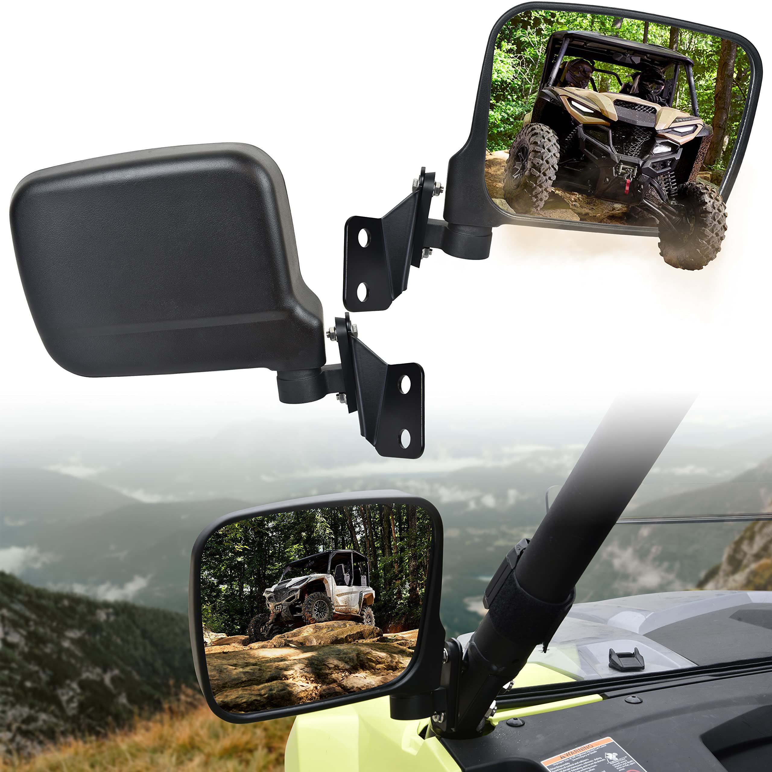 Adjustable Wider Rearview Side Mirrors for Yamaha RMAX 1000, SAUTVS Folding Clear Rear View Side Mirrors for Yamaha Wolverine RMAX2 RMAX 2 1000/ RMAX4 RMAX 4 1000 2021 2022 2023 Accessories(2PCS)