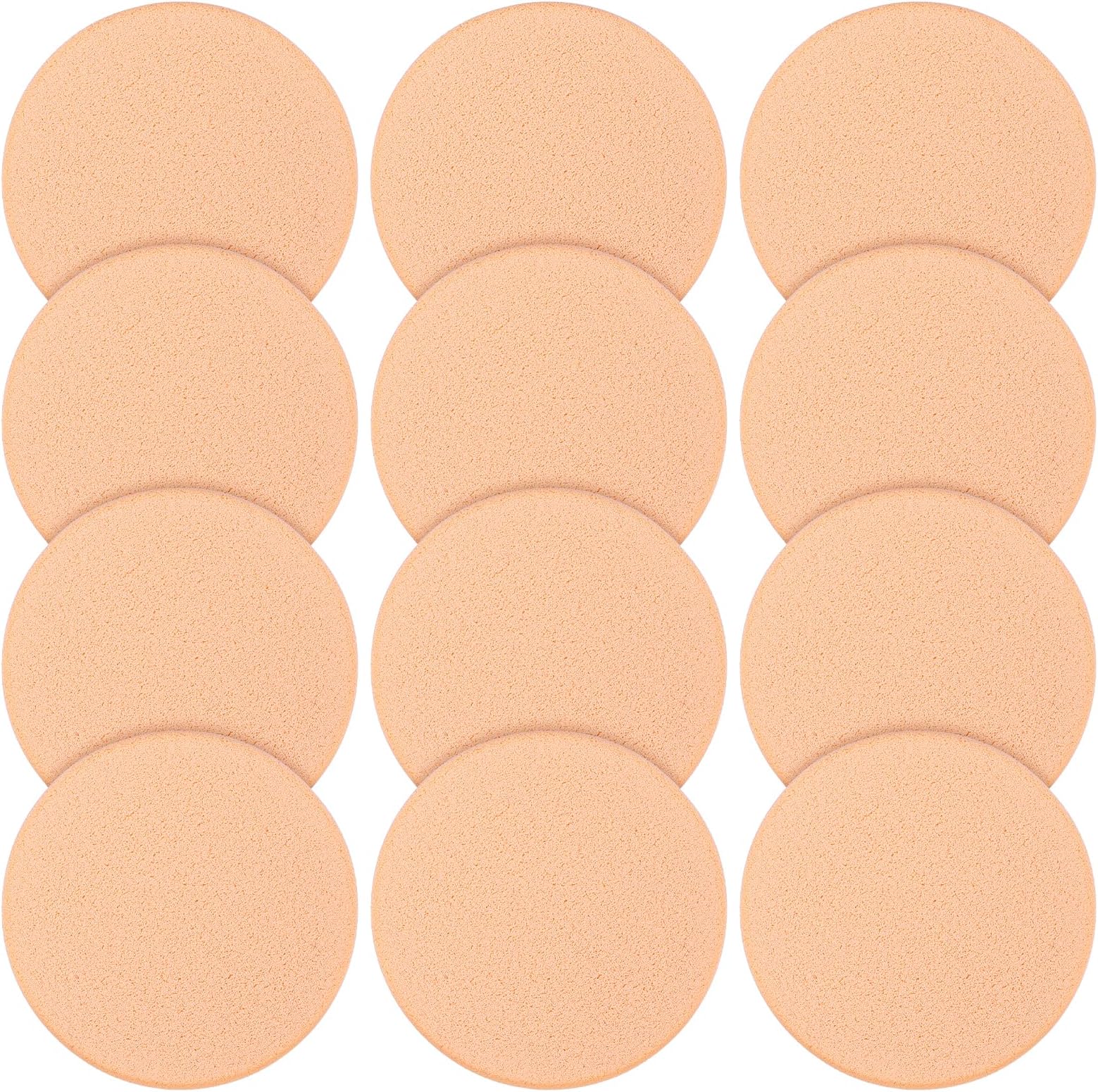 12 Pcs Round Make Up Sponges, Puffs Foam Sponges Applicator for Liquid Foundation Makeup Cosmetic, Cleanser, Wet and Dry Dual Use