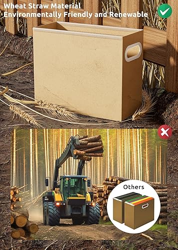 Miniatura 3 de EcoStash Caja de archivos de paja de trigo para almacenamiento de carpetas colgantes tamaño carta, organizador de archivos colgante plegable para