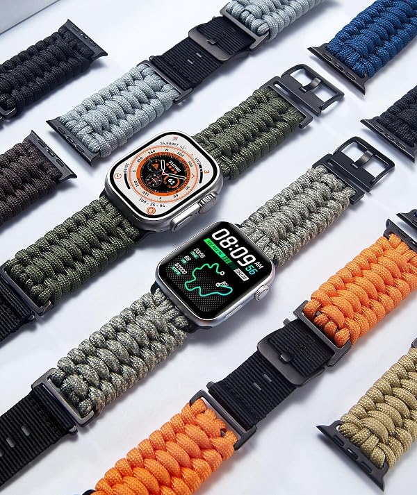 BINLUN Compatible with Apple Watch Band 49mm 46mm 45mm 44mm 42mm, Braided Paracord Nylon Replacement Strap Compatible with iWatch Ultra3 Ultra2 Ultra SE3 Series 11/10/9/8/7/SE2/SE/6/5/4/3/2/1 for Men by BINLUN - Image 6