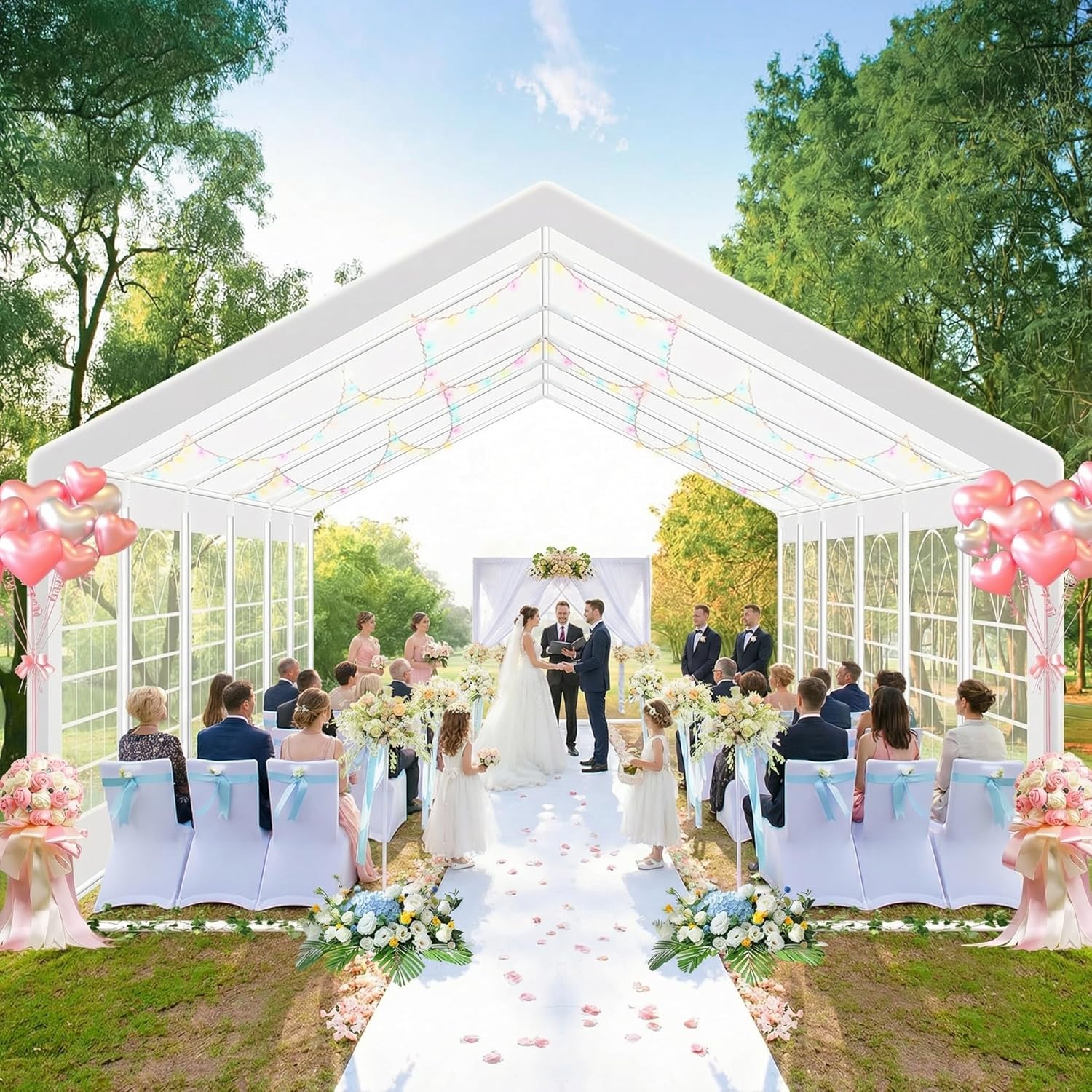 cobizi 20x40 ft party tent heavy duty, large outdoor wedding tents for parties with 12 sidewalls & built-in sandbags,waterproof canopy gazebo commercial event tent for carport,camping,patio white 20'x40'ft(12 sidewalls)